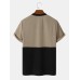Mens Japanese Embroidered Patchwork Knit Short Sleeve T-Shirts