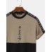 Mens Japanese Embroidered Patchwork Knit Short Sleeve T-Shirts