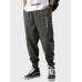 Mens Japanese Embroidered Seam Detail Casual Drawstring Waist Pants