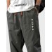 Mens Japanese Embroidered Seam Detail Casual Drawstring Waist Pants