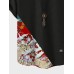 Mens Japanese Floral Crane Print Patchwork Short Sleeve T-Shirts