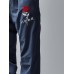 Mens Japanese Floral Embroidered Loose Drawstring Waist Pants