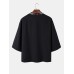 Mens Japanese Geometric Pattern Patchwork Loose 3/4 Sleeve Kimono