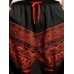 Mens Japanese Geometric Print Contrast Patchwork Drawstring Waist Pants