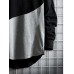 Mens Japanese Print Patchwork Curved Hem Long Sleeve T-Shirts