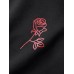 Mens Japanese Rose Print Kangaroo Pocket Drawstring Hoodies