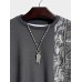 Mens Japanese Vintage Pattern Patchwork Crew Neck Pullover Sweatshirts