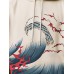 Mens Japanese Wave Print Long Sleeve Loose Drawstring Hoodies