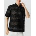 Mens Lace Patchwork Lapel Short Sleeve Shirt