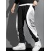 Mens Letter Print Color Block Patchwork Drawstring Waist Sweatpants