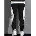 Mens Letter Print Color Block Patchwork Drawstring Waist Sweatpants