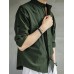 Mens Linen Solid Color Short Sleeve Chest Pocket Loose Shirts