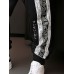 Mens Monochrome Ethnic Pattern Patchwork Loose Drawstring Waist Pants