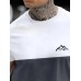 Mens Mountain Print Color Block Patchwork Short Sleeve T-Shirts