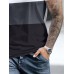 Mens Mountain Print Color Block Patchwork Short Sleeve T-Shirts