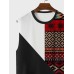 Mens Patchwork Ethnic Geometric Pattern Curved Hem Tanks