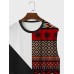 Mens Patchwork Ethnic Geometric Pattern Curved Hem Tanks