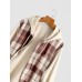 Mens Plaid Patchwork Long Sleeve Drawstring Hooded Shirts