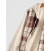 Mens Plaid Patchwork Long Sleeve Drawstring Hooded Shirts