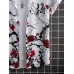 Mens Plum Blossom Print Lapel Collar Short Sleeve Shirts