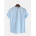 Men's Retro Solid Linen Cotton Shirts Casual Summer Soft Cool Tops Blouse Tee US