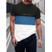 Mens Script Color Block Patchwork Casual Short Sleeve T-Shirts