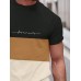 Mens Script Color Block Patchwork Casual Short Sleeve T-Shirts