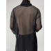 Mens Sheer Mesh See Through High Neck Long Sleeve T-Shirt