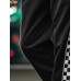 Mens Side Checkered Patchwork Loose Drawstring Waist Sweatpants