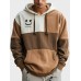 Mens Smile Color Block Patchwork Kangaroo Pocket Drawstring Hoodies