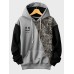 Mens Smile Ethnic Floral Print Patchwork Kangaroo Pocket Drawstring Hoodies
