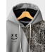 Mens Smile Ethnic Floral Print Patchwork Kangaroo Pocket Drawstring Hoodies