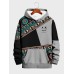 Mens Smile Ethnic Geometric Print Color Block Patchwork Hoodies