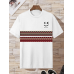 Mens Smile Ethnic Geometric Print Crew Neck Short Sleeve T-Shirts