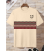 Mens Smile Ethnic Geometric Print Crew Neck Short Sleeve T-Shirts