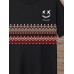 Mens Smile Ethnic Geometric Print Crew Neck Short Sleeve T-Shirts