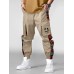 Mens Smile Ethnic Geometric Print Patchwork Flap Pocket Cargo Pants