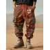 Mens Smile Ethnic Geometric Print Patchwork Loose Drawstring Pants