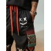 Mens Smile Ethnic Geometric Print Patchwork Loose Drawstring Pants