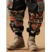 Mens Smile Ethnic Geometric Print Patchwork Loose Drawstring Pants