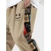 Mens Smile Ethnic Pattern Patchwork Drawstring Waist Loose Pants