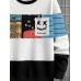 Mens Smile Ethnic Tribal Pattern Patchwork Pullover Sweatshirts