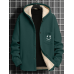 Mens Smile Face Embroidered Snap Button Plush Lined Hooded Jacket