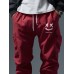 Mens Smile Face Print Drawstring Waist Loose Cargo Pants