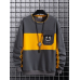 Mens Smile Face Print Patchwork Crew Neck Pullover Sweatshirts