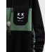 Mens Smile Face Print Patchwork Crew Neck Pullover Sweatshirts