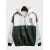 Mens Smile Face Print Patchwork Half Zip Drawstring Hoodies