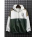 Mens Smile Face Print Patchwork Half Zip Drawstring Hoodies