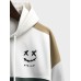 Mens Smile Face Print Patchwork Half Zip Drawstring Hoodies