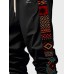 Mens Smile Geometric Ethnic Pattern Drawstring Loose Pants